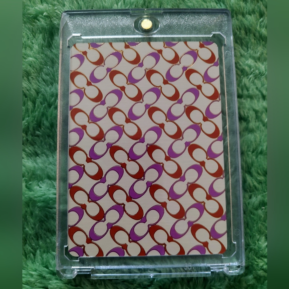 Coach NWOT Signature C in Purple & Orange Gold Trim Collectible Playing Card